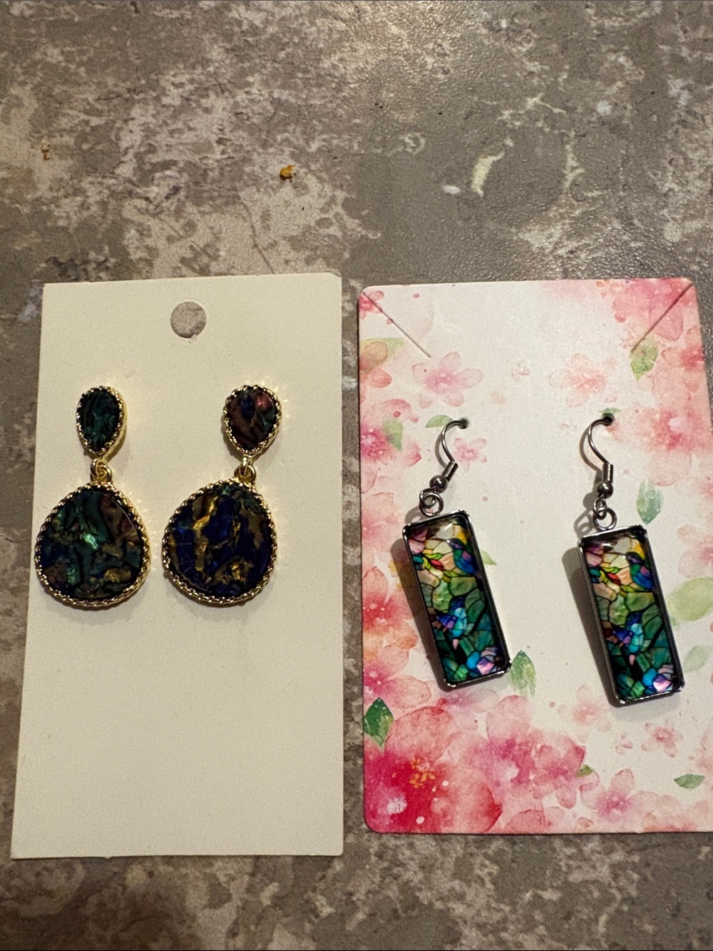Multicolor Faux Abalone Drop Earrings by